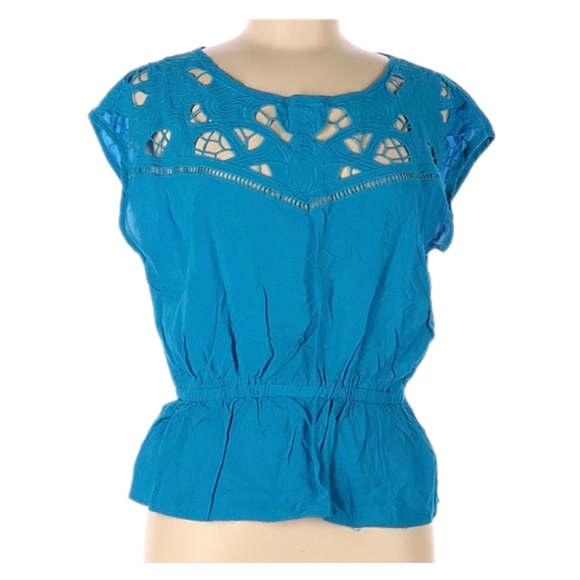 ⭐ Gorgeous Teal Top by Forever 21 Peplum With Embroidered Detail - Picture 2 of 3